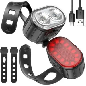 Велосипедный фонарь с задним габаритом, 4 режима, USB, ZH-078 / Фары на велосипед / Велофонарь с водозащитой