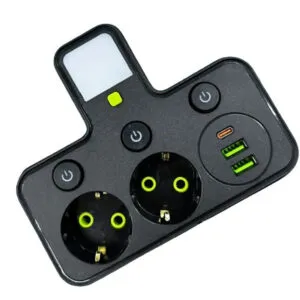 Сетевой фильтр с фонариком 2500W, 2 розетки, 2хUSB, Type-C, HG-275 / Тройник / Сетевой фильтр с LED подсветкой