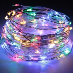 Музыкальная гирлянда Роса от USB, 10м, 100LED, Разноцветный / Новогодняя гирлянда на елку / LED гирлянда