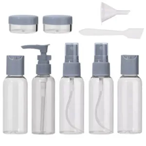 Набор дорожных емкостей 9в1 + косметичка Travel Bottle Set / Набор баночек для путешествий / Комплект флаконов
