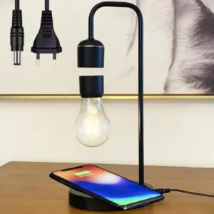 Левитирующая лампа-ночник с беспроводной зарядкой 10Вт / Антигравитационная лампа / Настольный светильник