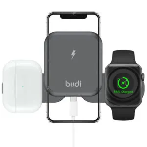 Беспроводное зарядное устройство 3в1, 15W, Budi WL4500B / Универсальная магнитная зарядка / Док-станция