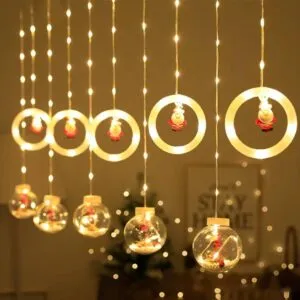 Гирлянда Штора от USB, 3м, Круги и лампочки, Теплый белый / Новогодняя LED гирлянда / Светодиодная гирлянда