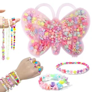 Набор бусин для плетения браслетов 144шт, в пенале / Набор для творчества из бусин / Бусины для браслетов