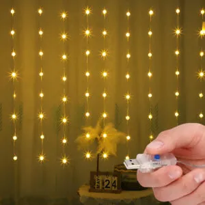 Гирлянда штора Шарики от USB, 3х3м, 242 шарика, Теплый свет / Светодиодная гирлянда / Новогодняя гирлянда