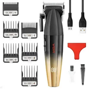 Аккумуляторная машинка для стрижки + 6 насадок, с USB, V003 / Триммер для стрижки волос / Триммер для бороды