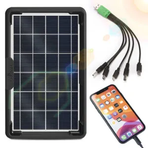 Портативная солнечная панель 12Вт, 9В (34,8х22см) + переходники, CL-0912 / Солнечное зарядное устройство