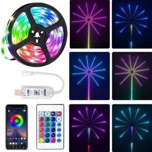 Светодиодная RGB лента Фейерверк, 213 режимов, Bluetooth, от USB / Динамическая LED лента / Умная лед лента