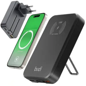 Беспроводное зарядное устройство PD 30W (USB + 2xType-C) от 220В, Budi / Сетевое зарядное беспроводное