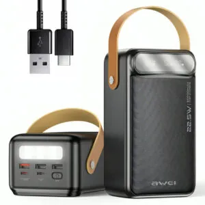 Повербанк с фонариком, 60000мАч, AWEI P101K / Внешний аккумулятор / Павер банк / Power bank