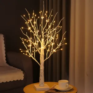 Декоративное дерево Берёза на батарейках, Теплый белый / Настольный светильник / Светодиодная лампа-ночник