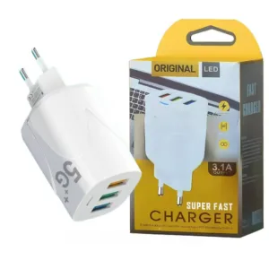 Зарядное устройство на 3 USB, 3,1A  / Зарядка для телефона / Быстрая зарядка / Адаптер для зарядки телефона