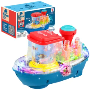 Музыкальная игрушка Кораблик с шестеренками на батарейках, Gear land ship / Детская игрушка Корабль