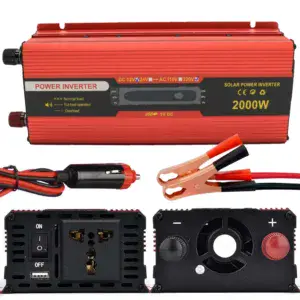 Преобразователь напряжения 12В-220В, 2000Вт + Клеммы / Автомобильный инвертор напряжения AC/DC / Автоинвертор