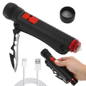 Ручной аккумуляторный фонарик с открывашкой, USB, DT-001 torch / Светодиодный фонарь / Туристический фонарик