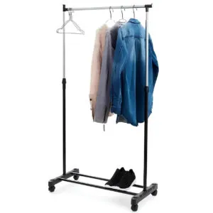 Телескопическая стойка для одежды 78х150х38см, Double Pole / Напольная вешалка на колесах / Стойка для вещей