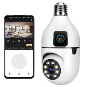 Wi-FI камера видеонаблюдения в патрон E27, 4МР, Sq02 / Панорамная камера наблюдения / IP камера-лампочка