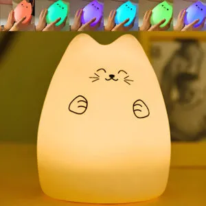Детский ночник силиконовый 7 режимов, RGB, с USB, Котик / Ночник с аккумулятором / Светильник ночник для детей
