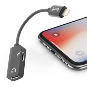 Переходник для наушников и зарядки (Lightning - 2хLightning) 15см, Budi  / Адаптер для наушников айфон