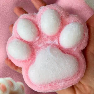 Таба Лапка сквиш с ворсинками, 6,5см (1шт) Цвет Рандом / Игрушка сквиш антистресс / Кошачья лапка антистресс