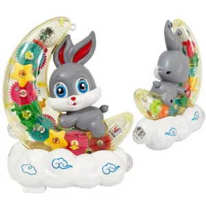 Музыкальная игрушка ночник Зайка на луне, от батареек / Детская игрушка с подсветкой / Ночник для малышей