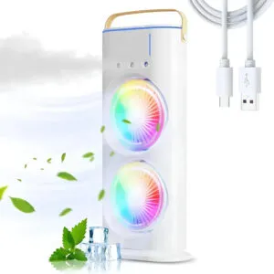 Настольный вентилятор с увлажнителем и подсветкой, от USB / Вентилятор двойной