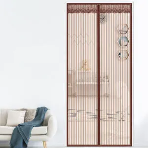 Москитная сетка 100х210 см Magic Mesh на дверь на магнитах, коричневая / Антимоскитная раздвижная сетка