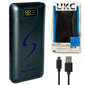 Павербанк 30000 мАч UKC, Черный / Портативное зарядное устройство с подсветкой / Power bank