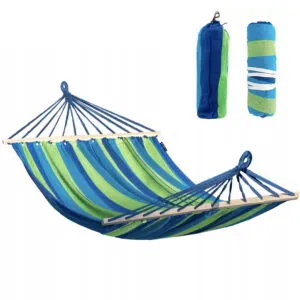 Гамак мексиканский подвесной с деревянной планкой 80*200 см, Зеленый / Тканевый гамак для отдыха на открытом воздухе