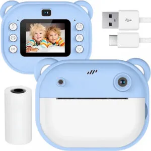 Детский фотоаппарат мгновенной печати с дисплеем + Рулон термобумаги, Синий / Цифровой фотоаппарат для детей