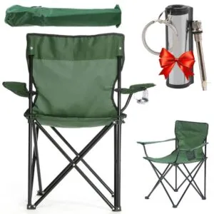 Складное кресло до 100 кг + Подарок Вечная спичка Make Fire / Раскладной стул для кемпинга и пикника с чехлом