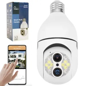 WIFI камера видеонаблюдения в патрон Е27, 4Мп / Поворотная камера с датчиком движения / Вайфай камера