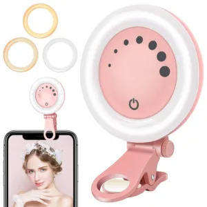 Кольцевая лампа для селфи LED на прищепке, 3 режима, Ring Light F-508 / Лед лампа кольцевая / Селфи-лампа