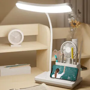 Настольная лампа аккумуляторная 3 режима, от USB / LED лампа с подставкой для телефона / Светильник настольный