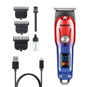 Аккумуляторная машинка для стрижки с дисплеем, 3 насадки, Geemy GM-8036 / Триммер для стрижки волос