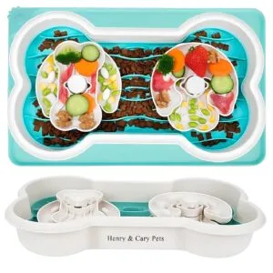 Миска для медленного кормления собак в виде кости с ковриком (43×25×7,5см), Henry & Cary / Собачья миска