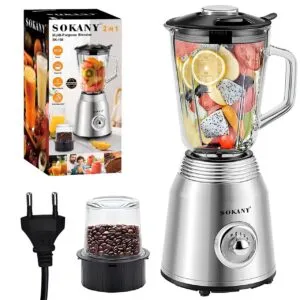 Блендер стационарный 2в1, 800Вт, 1,5л, SOKANY SK-186 / Блендер для смузи / Блендер с чашей
