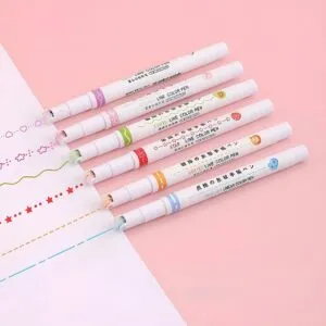 Набор из 6 спец маркеров двухстронних (0,5мм/Фигура), Kawaii Flowers Line Shaped / Роликовые маркеры