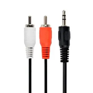 Кабель стерео аудио (mini-jack + 2×RCA) 3м / Аудио кабель для колонок / Кабель мини джек тюльпан