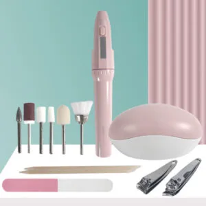 Фрезер для маникюра с насадками на батарейках, Розовый / Фрезер ручка / Фрезер для ногтей / Набор для маникюра