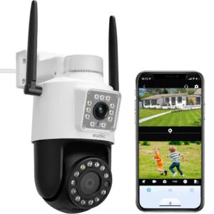 Уличная WiFi камера видеонаблюдения 4Мп с 2 объективами / Поворотная камера наружного наблюдения