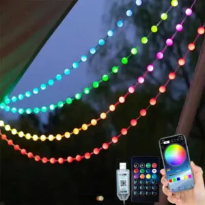Умная гирлянда Матовые шарики, от USB, 10м + пульт, Разноцветная / Смарт гирлянда с управлением с телефона