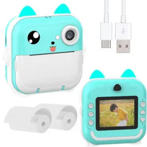 Детский фотоаппарат моментальной печати 24Мп + 2 рулона термобумаги Q5 Голубой / Камера моментальной печати