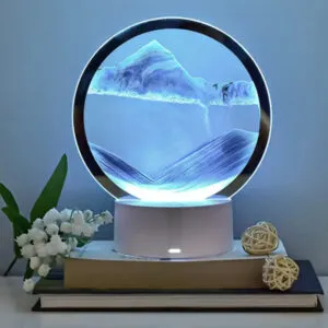 Настольная LED лампа от USB или батареек, Песочные часы, 3D Sand Painting, Синий / Декоративный RGB ночник-светильник