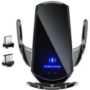 Держатель для телефона в машину с беспроводной зарядкой + переходники Q3 / Автодержатель телефона в авто