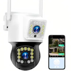 WiFi камера видеонаблюдения 5МР, 2 объектива / Уличная камера наблюдения / Поворотная камера