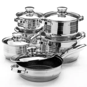 Набор посуды с нержавеющей стали 12 предметов, Zepline ZP-075 / Кухонный набор кастрюль со сковородой