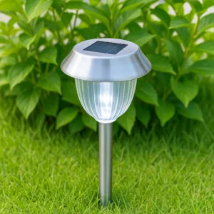 Садовый светильник на солнечной батарее 38см, 1шт / Декоративный фонарь для сада / Газонный фонарь