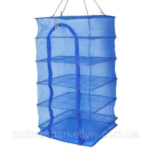 Складная сушилка для рыбы, грибов, сухофруктов на 5 ярусов 100х50х50см / Сетка для сушки рыбы и фруктов