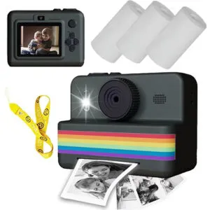 Детский фотоаппарат мгновенной печати +3 рулона термобумаги, Черный / Цифровой фотоаппарат моментальной печати